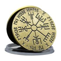 Moeda comemorativa Viking Compass Rune Design Iron 35g Moeda comemorativa Viking Compass Rune Design Iron 35g