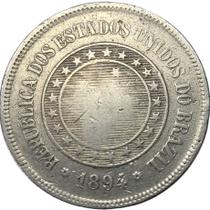 Moeda de 100Réis com Fundo Linhado de 1894dos Estados Unidos do Brazil