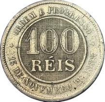 Moeda de 100Réis com Fundo Linhado de 1894dos Estados Unidos do Brazil