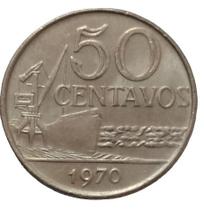 Moeda de 50 centavos de Cruzeiro de 1970 da República Federativa do Brasil