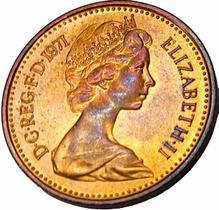 Moeda de Bronze de 1/2 New Penny Flor de Cunho de 1971 do Reino Unido