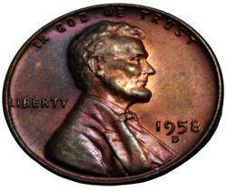 Moeda de Bronze de 1 cêntimo de Dólar de 1958 D dos Estados Unidos da América