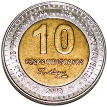 Moeda de Bronze de 10 Pesos de 2000 do Uruguai
