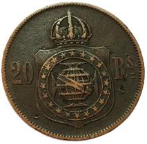 Moeda de Bronze de 20Réis com ponto no Sde 1869 do Império do Brazil