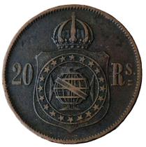 Moeda de Bronze de 20Réis com ponto no Sdo ano de 1869 do Império do Brazil