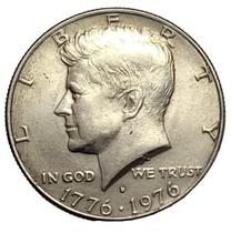 Moeda de Cobre Kennedy Half Dollar de 1776 - 1976 D Flor de Cunho dos Estados Unidos da América