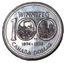 Moeda de Prata de 1 Dólar Comemorativa de 1974 do Canadá