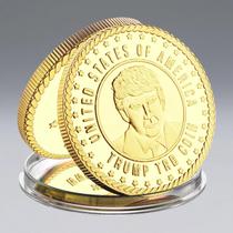 Moeda Souvenir Banhada a Ouro Donald Trump Bandeira Americana 2024 Colecionável Presente TRB WWG1WGA