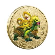Moedas Comemorativas Dragão Tigre Suzaku Tai Chi Bestas Míticas Chinesas Zodíaco Sorte Colecionáveis