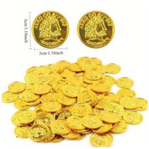 Moedas Douradas AVAG CO BEPSIG de Pirata Plástico Decorativo para Caça ao Tesouro Festas Temáticas Moedas Douradas AVAG CO BEPSIG de Pirata Plástico Decorativo para Caça ao Tesouro Festas Temáticas