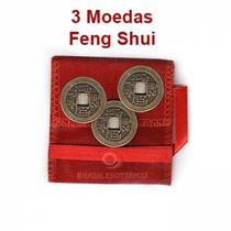 Moedas Feng Shui (3 Moedas com Fita Vermelha) - Sorte e Prosperidade Moedas Feng Shui (3 Moedas com Fita Vermelha) - Sorte e Prosperidade