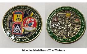 Moedas Medalhas Feb 70 E 75 Anos Comemorativas