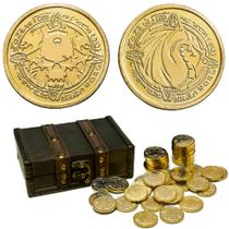 Moedas piratas de metal ACTIONDRAKE 50 peças com baú de tesouro