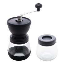 Moedor de cafe de aco inox manual c/pote de vidro lyor