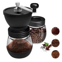 Moedor De Café Manual Ajustável Para Grãos + 2 Recipientes Vidro