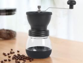 Moedor De Café Manual Braço Portátil Moinho Grão Com 2 Reservatórios de Vidro
