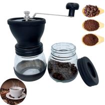 Moedor de Café Manual com 2 Potes de Vidros Ajuste de Moagem de Grãos em Cerrâmica