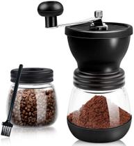 Moedor de café manual com rebarbas cerâmicas e dois vidros pretos