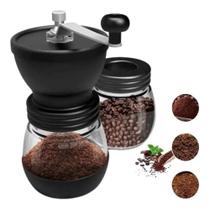 Moedor De Cafe Manual De Cerâmica Regulagem Para Graos + 2 recipientes vidro