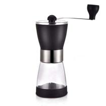Moedor de café manual de plástico com recipiente em vidro 17cm
