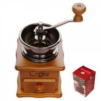 Moedor De Café Manual Retrô Com Manivela Madeira Cerâmica