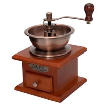 Moedor De Café Manual Retro Luxo Madeira Escura E Cerâmica - Mimo