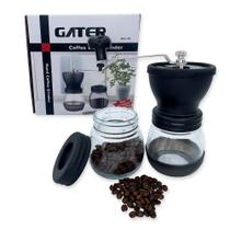 Moedor De Café Manual Vidro Plástico Inox Cerâmica Cor:Preto