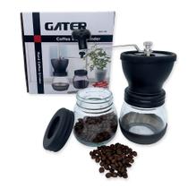 Moedor De Café Manual Vidro Plastico Inox Ceramica - Preto