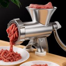 Moedor de Carne Caseiro Máquina Manual de Moer Carne em Aço Inox com Fixação de Bancada e Manivela