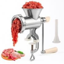 Moedor de Carne Manual em Aluminio N10 com Manivela e Funil para Linguiça Embutidos Carnes Frescas
