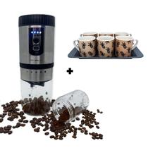 Moedor de Grãos de Café Elétrico Blend Gourmet + 06 Xícaras 85ml Com Bandeja