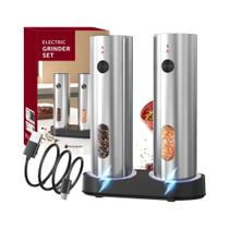Moedor De Pimenta Automático Com Luz LED Recarregável Por USB, Ajuste De Granulometria Para Cozinha Moedor De Pimenta Automático Com Luz LED Recarregável Por USB, Ajuste De Granulometria Para Cozinha