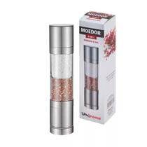 Moedor de Sal e Pimenta em Aço Inox Gourmet Visor 2 em 1 Moedor de Sal e Pimenta em Aço Inox Gourmet Visor 2 em 1