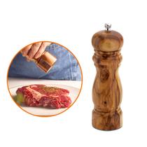 Moedor de Sal e Pimenta Especiarias 15cm Hercules Madeira Premium Base Aço inox Gourmet