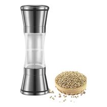 Moedor duplo de pimenta e sal grosso manual aço inox e acrílico ajustável
