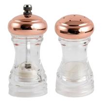 Moedor E Saleiro Porta Tempero Condimentos Acrílico Com Tampa Rosé Gold Organizador Decorativo Para Cozinha