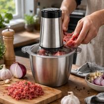 Moedor elétrico multiprocessador de carnes e legumes inox prateado 2 litros 220v