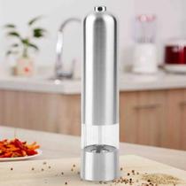 Moedor Elétrico Sal e Pimenta Gourmet Aço Inox Cerâmica Regulável Inox Shopmix Moedor Elétrico Sal e Pimenta Gourmet Aço Inox Cerâmica Regulável Inox Shopmix