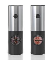 Moedor Grão Elétrico Sal Pimenta à Pilha Automática Saleiros Pimenteiros Inox - Útil Ferramentas