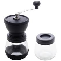 Moedor Manual de Café Inox Lyor Porta Pó Extra Vidro Removível 9,5cm Preto