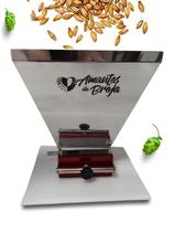 Moedor Moinho de Malte 2 Rolos em INOX ALBCF com Funil e Regulagem Malte Cevada Cerveja Artesanal