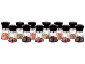 Moedor Para Sal Pimenta Tempero Condimentos Especiarias Triturador Manual Em Vidro E Metal 180ml