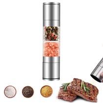 Moedor Sal Grosso Pimenta Reino Tempero Condimento Gourmet 2 em 1 Conjunto Mesa Utensílio Cozinha Dosador Pimenteiro