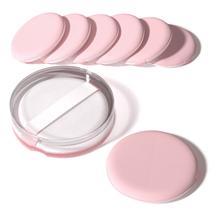 MOHOPE 8Pcs Air Cushion Esponjas de maquiagem para fundação com caixa portátil Esponja de mistura sem látex para líquidos, creme, de base e em pó Redonda Powder Puff Rosa