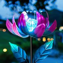 Moinho de vento de metal roxo Solar Flower Spinner AIINY com LED Moinho de vento de metal roxo Solar Flower Spinner AIINY com LED