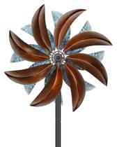 Moinho de vento de metal Wind Spinner Cyan Oasis Outdoor de 178 cm Moinho de vento de metal Wind Spinner Cyan Oasis Outdoor de 178 cm
