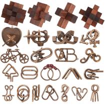 Mojimky 24 Peças Quebra-cabeças de Metal e Madeira