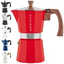 Moka Pot GROSCHE Milano 9 xícaras de 450 ml de café expresso vermelho no fogão Moka Pot GROSCHE Milano 9 xícaras de 450 ml de café expresso vermelho no fogão