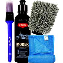 Moker 240ml Shampoo Para Moto Remove Barro Razux Luva Pano Secagem