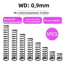 Mola De Compressão De 0,9mm 5PCS Molas De Retorno De Aço Diâmetro Da Ferramenta 5mm-22mm Comprimento